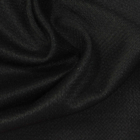 Polyester Viscose Blend Stretch Rib Knit Fabric, 278 gsm, 160 cm — Black