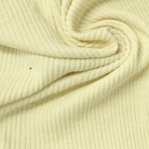 Slub Polyester Cotton Stretch Rib Knit Fabric, 250 gsm, 120 cm — Yellow