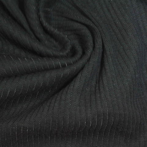 Cotton Stretch Rib Knit Fabric, 270 gsm, 120 cm — Black