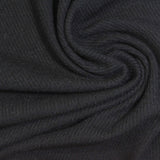 Polyester Viscose Stretch Rib Knit Fabric, 270 gsm, 120 cm — Black