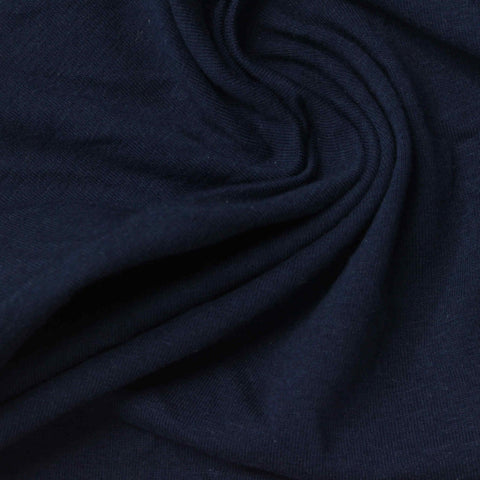 Cotton Stretch Jersey Knit Fabric, 190 gsm, 180 cm — Navy