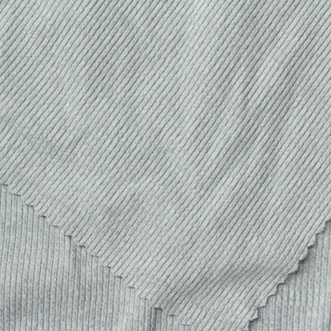Brushed Polyester Stretch Rib Knit Fabric, 175 gsm, 170 cm — Grey