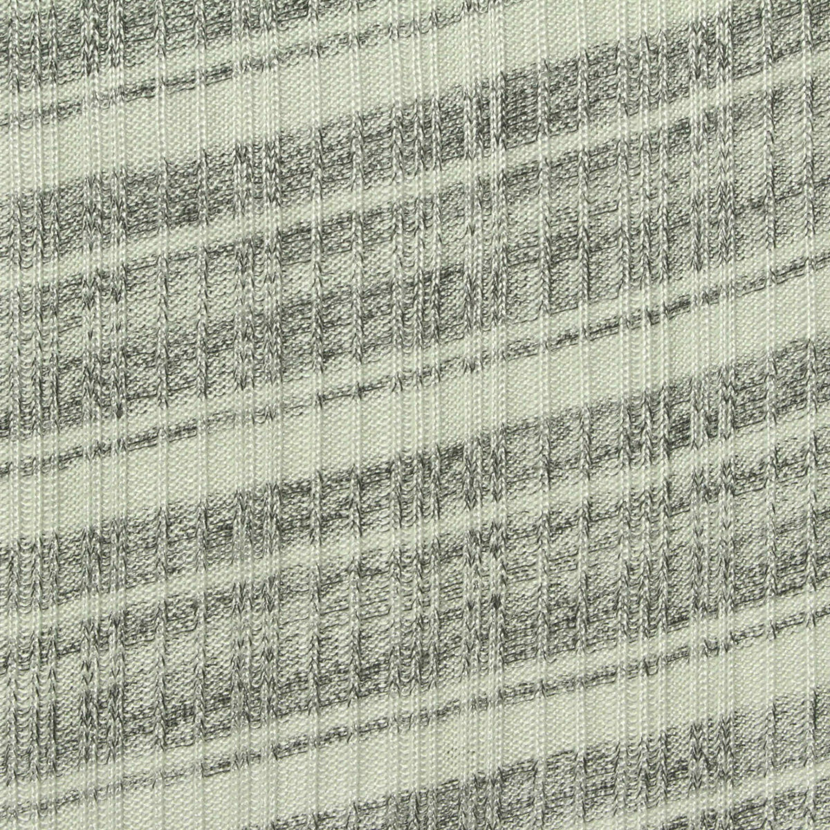 Light Grey Horizontal-Stripe Rib Knit, Polyester, 180 gsm