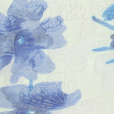 Blue Floral Knit, Cotton-Poly, 85 gsm