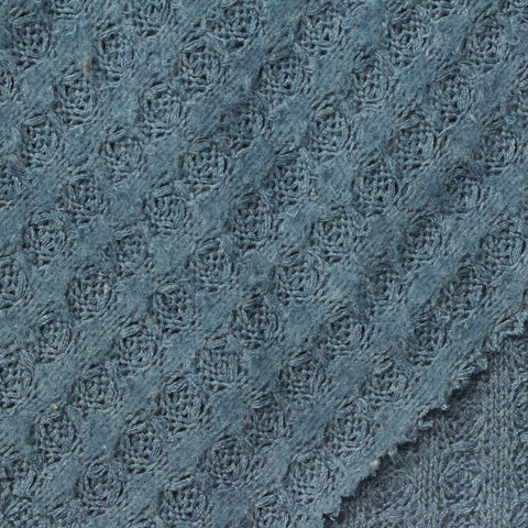 Polyester Viscose Waffle Knit Fabric, 300 gsm, 130 cm — Blue