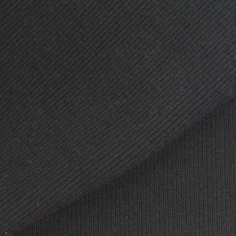 Polyester Stretch Rib Knit Fabric, 465 gsm, 120 cm — Black