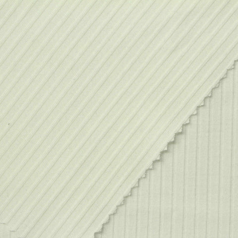 Polyester Viscose Stretch Rib Knit Fabric, 250 gsm, 130 cm — White