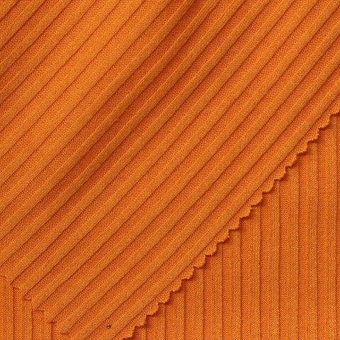 Polyester Stretch Rib Knit Fabric, 250 gsm, 170 cm — Orange