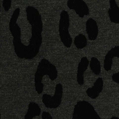 Flocked Cotton Polyester Stretch French Terry Fabric, 280 gsm, 175 cm — Grey