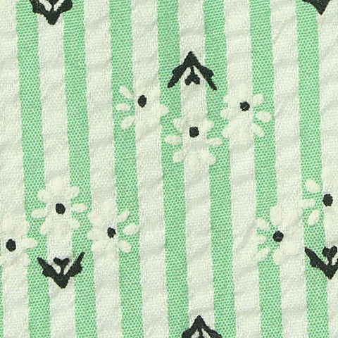 White Floral Seersucker, Polyester