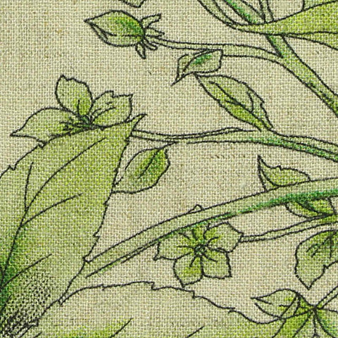Green Floral Woven, Viscose-Linen, 148 gsm