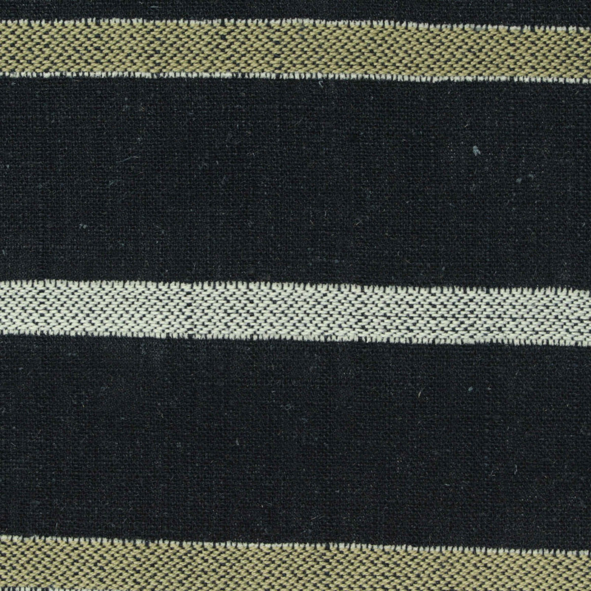 Black Horizontal-Stripe Woven, Viscose-Linen