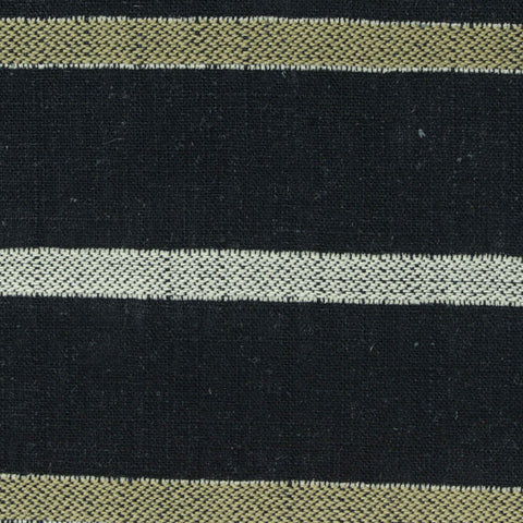 Black Horizontal-Stripe Woven, Viscose-Linen