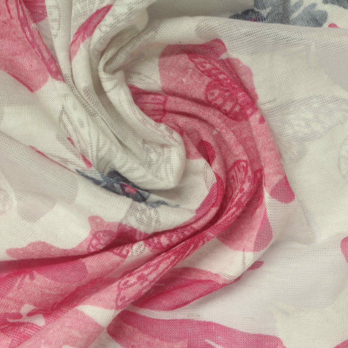 Pink Floral Knit, Cotton-Poly
