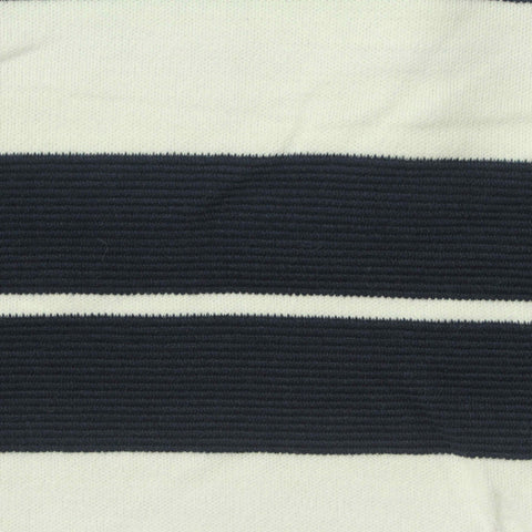 Navy Horizontal-Stripe Knit, Cotton, 290 gsm