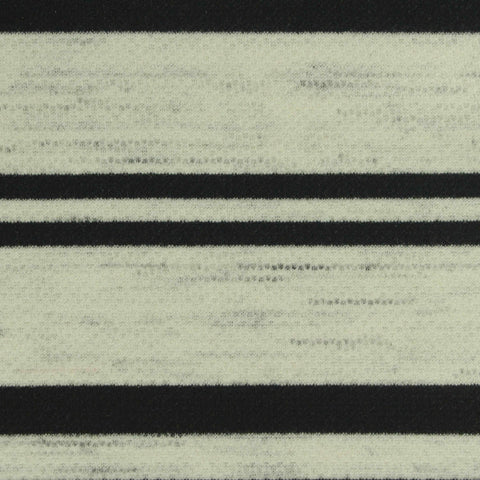 Black Horizontal-Stripe Interlock Knit, Poly-Viscose, 300 gsm