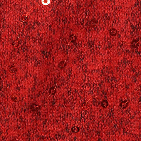 Red Sequins Jersey Knit, Viscose-Poly