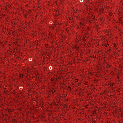 Red Sequins Jersey Knit, Viscose-Poly