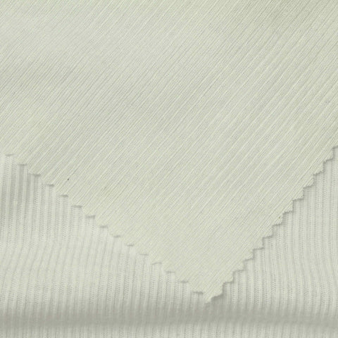 Polyester Viscose Rib Knit Fabric, 160 gsm, 157 cm — White