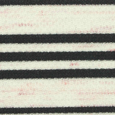 Black Horizontal-Stripe Interlock Knit, Poly-Viscose, 305 gsm