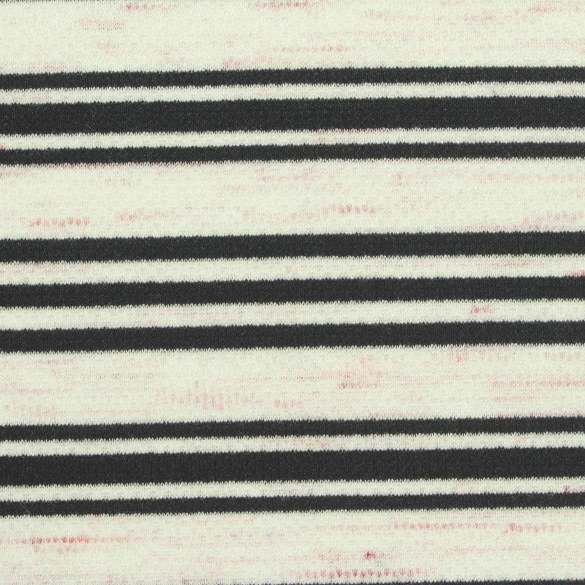 Black Horizontal-Stripe Interlock Knit, Poly-Viscose, 305 gsm