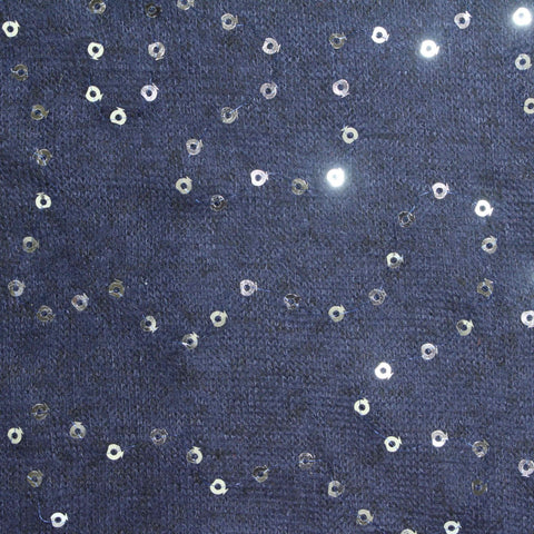 Silver Sequins Chunky Knit, Viscose-Poly