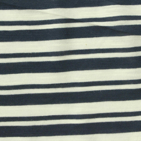Navy Horizontal-Stripe Jersey Knit, Modal