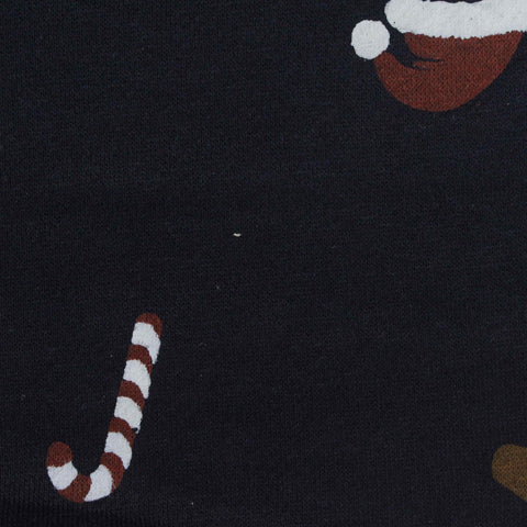Printed Brushed Cotton Polyester French Terry Fabric, 280 gsm, 185 cm — Navy