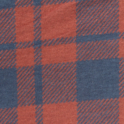 Rust Plaid Interlock Knit, Poly-Viscose
