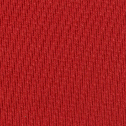 Cotton Polyester Stretch Rib Knit Fabric, 280 gsm, 115 cm — Red
