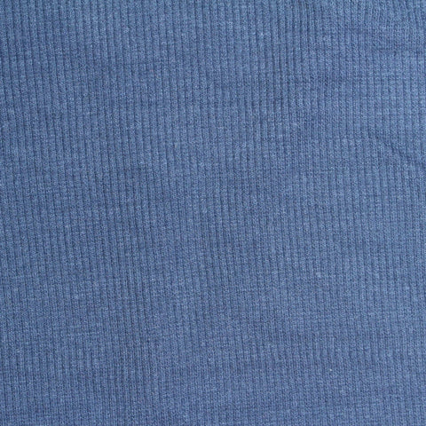 Polyester Cotton Stretch Rib Knit Fabric, 280 gsm, 125 cm — Blue