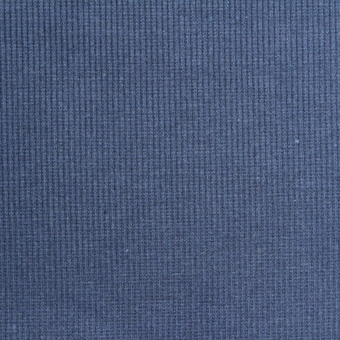 Polyester Cotton Stretch Rib Knit Fabric, 310 gsm, 110 cm — Blue