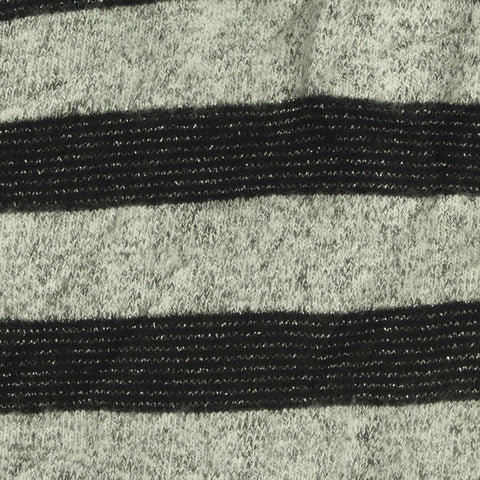 Black Stripes Chunky Knit, Viscose-Poly, 220 gsm