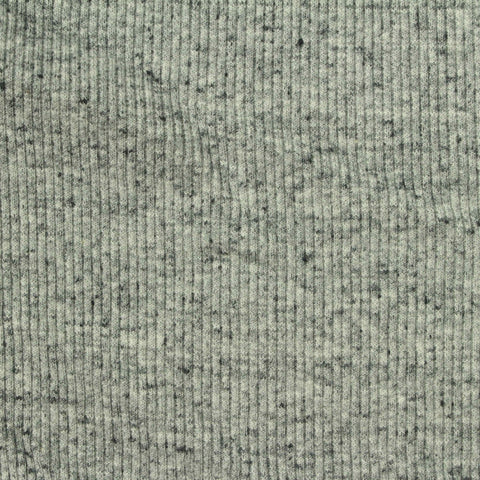 Light Grey Marl Rib Knit, Cotton-Poly, 340 gsm, 115 cm