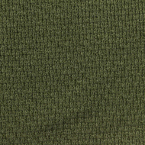 Olive Marl Waffle Knit, Cotton-Poly