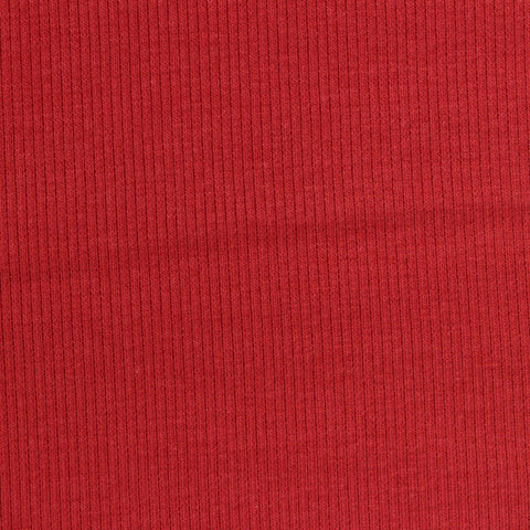 Polyester Cotton Stretch Rib Knit Fabric, 340 gsm, 115 cm — Red