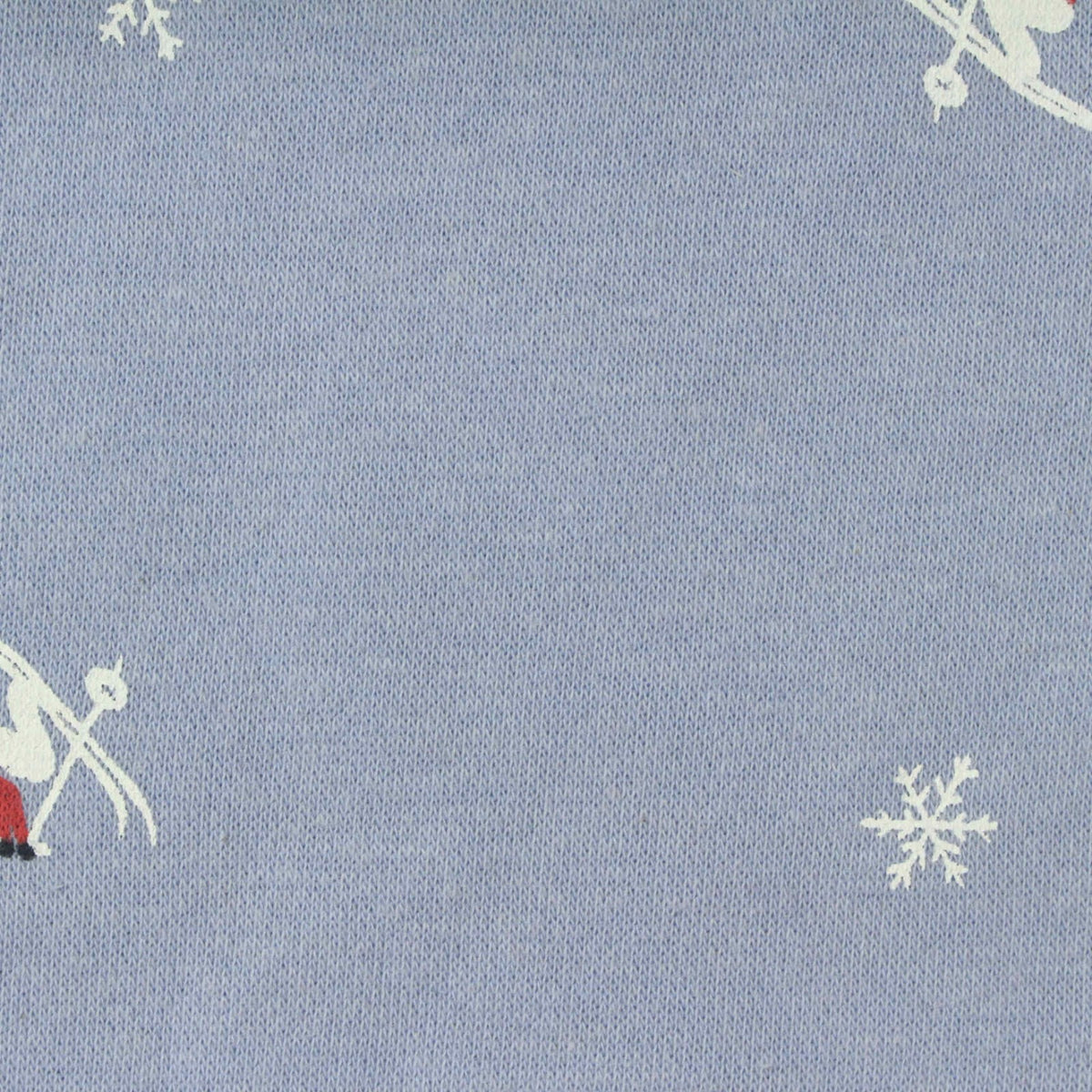 Printed Brushed Cotton Polyester French Terry Fabric, 280 gsm, 185 cm — Blue