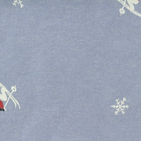 Printed Brushed Cotton Polyester French Terry Fabric, 280 gsm, 185 cm — Blue