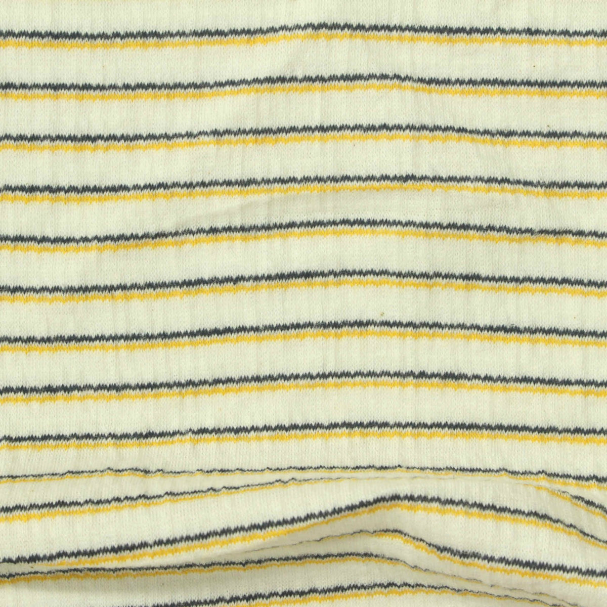Yellow Horizontal-Stripe Crepe, Cotton-Poly, 170 gsm
