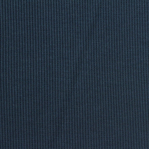 Polyester Modal Stretch Rib Knit Fabric, 380 gsm — Navy