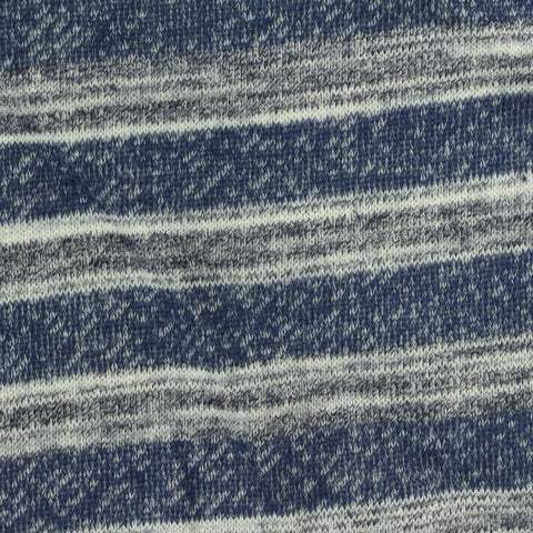 Blue Horizontal-Stripe French Terry, Poly-Cotton, 270 gsm