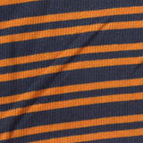 Orange Horizontal-Stripe Rib Knit, Cotton-Poly
