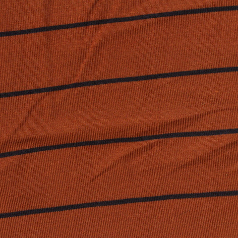 Orange Horizontal-Stripe Jersey Knit, Viscose, 185 gsm