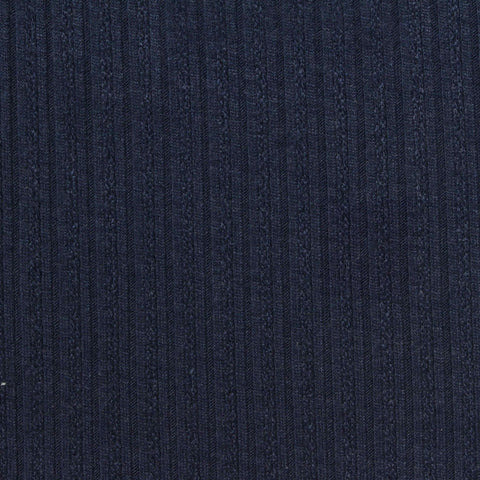 Jacquard Viscose Polyester Blend Rib Knit Fabric, 190 gsm, 178 cm — Navy