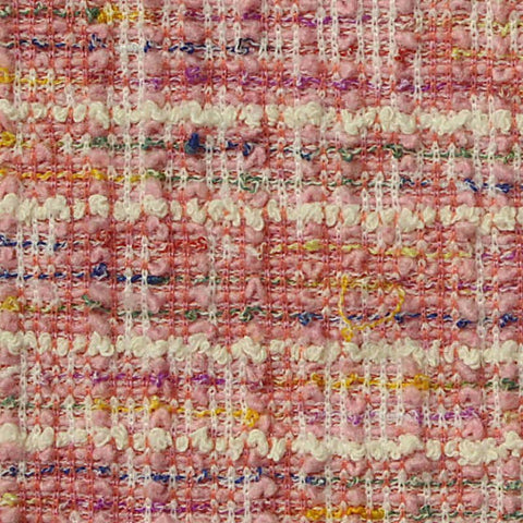 Pink Horizontal-Stripe Bouclé, Poly-Cotton, 260 gsm