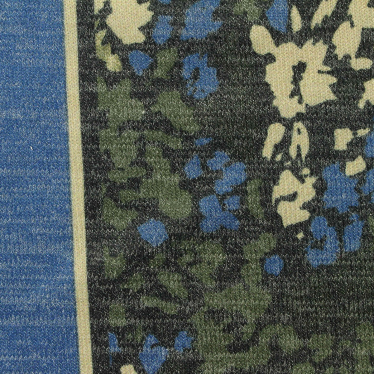 Blue Floral Chunky Knit, Poly-Viscose, 240 gsm