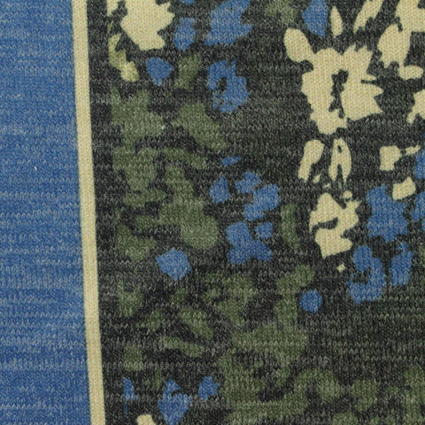 Blue Floral Chunky Knit, Poly-Viscose, 240 gsm