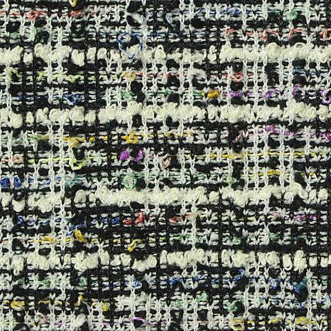 Jacquard Polyester Cotton Stretch Bouclé Fabric, 260 gsm, 156 cm — Black