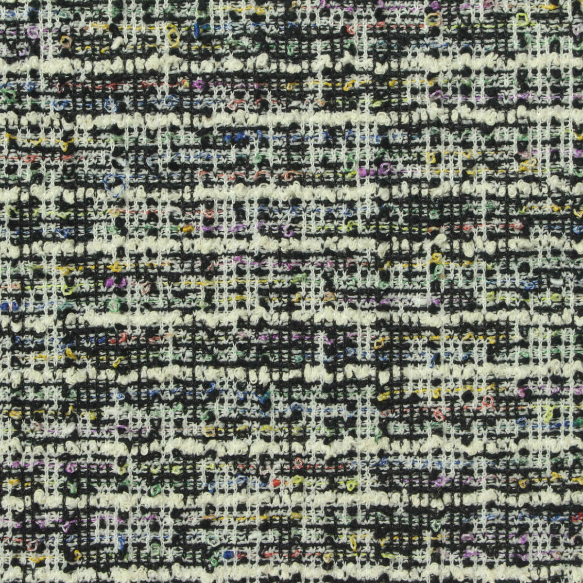 Jacquard Polyester Cotton Stretch Bouclé Fabric, 260 gsm, 156 cm — Black