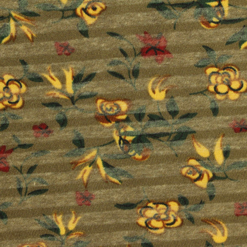 Yellow Floral Jersey Knit, Poly-Cotton